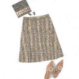 plus Size Summer Casual Snakeskin Printed Skirt Women Elastic Waist A-line Skirt Elegant Knee Length Skirt For Any Ocn 6XL Y1sv#
