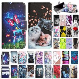 Cell Phone Cases Painted Leather Flip Case For Samsung Galaxy A52 A52S A53 A72 A73 A33 5G Butterfly Cat Elephant Flower Wallet Book Cover yq240330