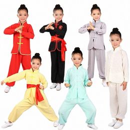 children Wushu Clothing Girl Boy Chinese Traditial Kung Fu Uniform Kids Tai Chi Clothes for Male Tang Taiji Clothing 89 t0ah#