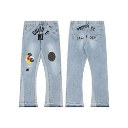 American designer Galler Jeans Pants Distressed Hand-painted Ripped Jeans Men's Long Pants Vintage Patchwork Casual Flared Trousers Depts Street Rock Jeans x 2024