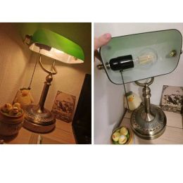 Classical desk lamp Green/White Colour Glass Bankers Desk Lamp with Zipper Switch Living room Bedroom Bedside Sofa Table lamp