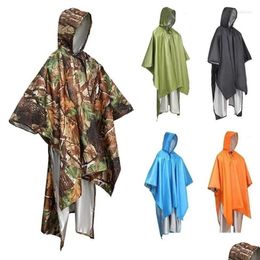 Tents And Shelters Hiking 3 Poncho Er Hood Cam Outdoor Backpack Mat 1 Coat Cycling Waterproof In Raincoat Tent Drop Delivery Sports Ou Otfux