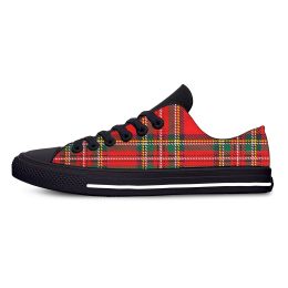 Shoes Hot Scottish Clan Red Stewart Tartan Plaid Fashion Casual Cloth Shoes Low Top Lightweight Breathable 3D Print Men Women Sneakers