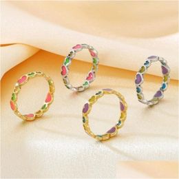 Cluster Rings Love Drops Oil Night Glow Titanium Steel Womens Simple Ring Birthday Gift Girl Party Jewelry Drop Delivery Otsnc