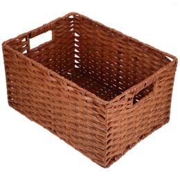 Storage Bottles Seagrass Baskets Imitation Rattan Home Organiser Sundries Holder Coffee Woven Bin For Table