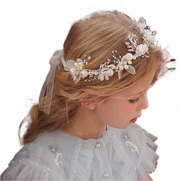 headband And Wrist fr Pearl Crystal Corsage Bridesmaid Children Hand Fr Marriage Beautiful Bride Wedding Accories 64x8#