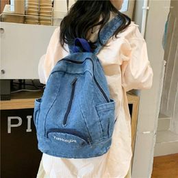 Backpack Retro Embroidered Women's Korean Denim College Student Bag Schoolbag High School