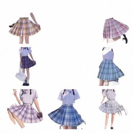 jk Uniforms Gyaru School Uniform for Girl Student Pleated Skirt Uniform Set Women Short Sleeve Bow Tie Seifuku Japanese Style R29Y#