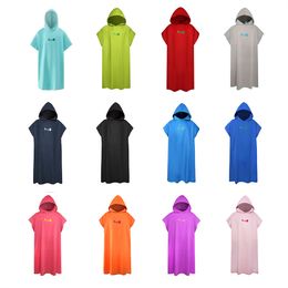Polyester Bathrobe Windproof Thermal Replacement Short Sleeve Men Women Hooded Solid Colour Seaside Swimming Robe Towel