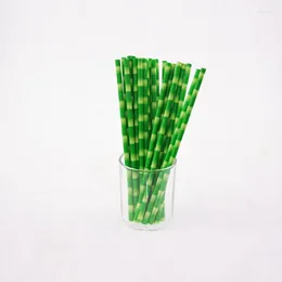 Drinking Straws 25Pcs Green Bamboo Print Tiki Paper Environmental For Wedding Birthday Bar/Pub Party Supply