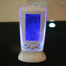 Table Clocks Digital Calendar Temperature LED Alarm Clock Blue Backlight Electronic Night Light Desk Snooze Display