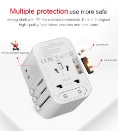 4 Port USB Charger With Universal Travel Plug Adapter PD Worldwide Charger For UK EU AU Wall Electric Plug Sockets With USB C PD