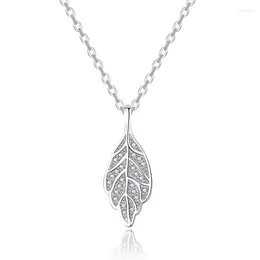 Pendant Necklaces 925 Sterling Silver Fashion Leaf Crystal Necklace For Women Wedding Engagement Valentines Day Gift Jewellery