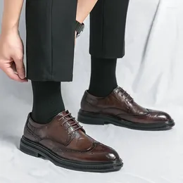 Dress Shoes Handmade Black Brown Mens Oxford Leather High Quality Men Classic Business Formal Brogue For A110