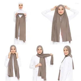 Ethnic Clothing MSL273 Premium Jersey One-loop Instant Hijab Pashmina Good Stitching Muslim Women Head Wrap Plain Islam Turban 68.9"X29.52"