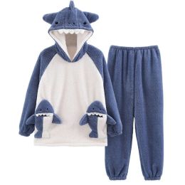 Cute Panda Pyjamas Set For Men Thick Plush Fleece Night Clothes Winter Coral Velvet Warm Flannel Pyjama Home Suit Male Sleepwear