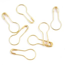 2024 100Pcs Gold Tone Coilless Safety Pins Knitting Stitch Marker Pear Shape Bulb Gourd Calabash Shape Hangtag Pins Home Safety Pins for for