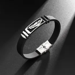 Bangle Trend Stainless Steel Feather Silicone Bracelet Charming Men's Fashion Jewelry Accessori Party Valentine's Day Gift