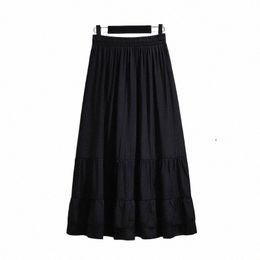 plus-size women's spring casual skirt Black commuter party dr nyl and ray fabric loose comfortable all-in-e versi u2P9#