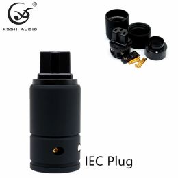 Electrical Connector XSSH Audio Black Metal Shell Gold Plated Pure Copper Male 3 Pins Grounding US EU IEC AC Power Jack Plugs