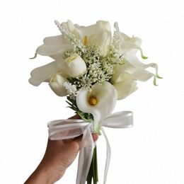 wedding Bouquet Artificial Calla Lily Hand Bouquet Bridal Holding Frs for Bridesmaid Wedding Frs Bridal Accories 746L#
