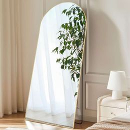 1pc Full Length Floor Standing Mirror, Hanging or Leaning Against Wall with Stand, Aluminium Alloy Frame Makeup Mirror for Living Room Bedroom Cloakroom Decor