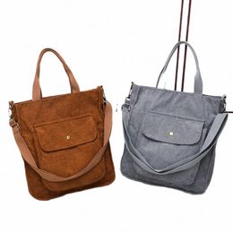 corduroy Bag For Women 2023 Shopper Bag Designer Handbag Autumn And Winter Girls Student Bookbag Female Canvas Shoulder Bag O29A#