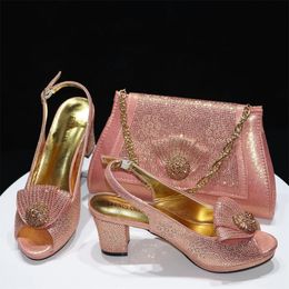 Doershow beautiful style Italian Shoes With Matching Bags African Women and Set For Prom Party Summer Sandal HRE118 240320