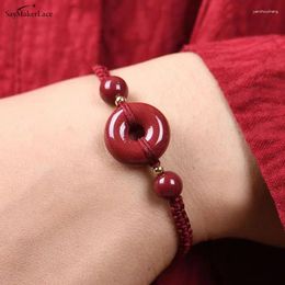 Bangle 1pcs Fashion Cinnabar Lucky Buckle Handmade Red Rope Bracelet Women Men Adjustable Jewelry Gift