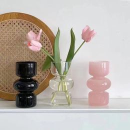 Vases Ins Korean Style Retro Glass Simple Nordic Black Irregular Large Design Light Luxury Home Decoration Vase