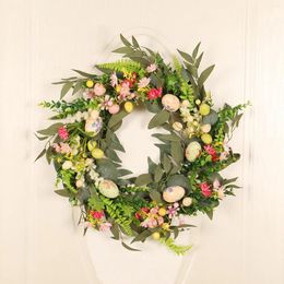 Decorative Flowers Artificial Flower Indoor Outdoor Po Prop Eucalyptus Leaves Easter Egg Wreath For Home Farmhouse Party Outside Celebration