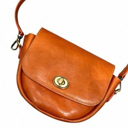 retro Natural Leather Crossbody Bags For Women Genuine Cow Leather Small Saddle Bag Luxury Quality Women Shoulder Menger Bags c9Lz#