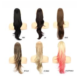 Ponytail Extensions 26 Inch Long Natural Wavy Drawstring Straight Hair Fake Tail Synthetic Hairpiece for Women Daily Use party