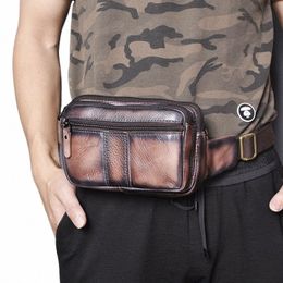 genuine Leather men Casual Fi Travel Fanny Waist Belt Bag Chest Pack Sling Bag Design Bum Phe Cigarette Case Male 342 g8dQ#