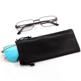 10Pc Black Microfiber Sunglasses Glasses & Cell Phone Gadgets Accessories Sleeve Bag Pouch with Drawstring Closure for Cleaning
