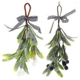 Decorative Flowers 2 Pcs Door Swag Decor Home Hanging Branch Fireplace Window Pendant Mistletoe Plastic Christmas Ornament