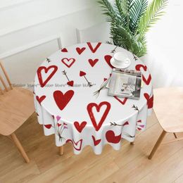Table Cloth Valentine'S Day Hearts Decorative Tablecloth Thick Round Party Dining Cover Tea