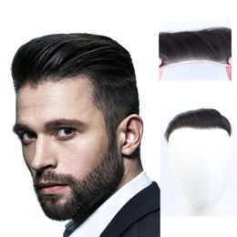 Men Front Toupee 100% Human Hairpiece For Men Frontal Toupee Wig Remy Hair With Thin Skin Base Natural Hairline Toupee 4x16cm