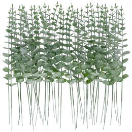 Decorative Flowers 15PCS Artificial Eucalyptus Stems Decor Fake Dried Leaves Real Touch Faux Greenery Leaf Branches For Flower