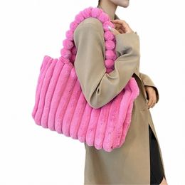 fluffy Tote Bag Faux Fur Shoulder Purse For Women Plush Handbag Winter Soft Fuzzy Top Handle Handbag Puffer Hobo Bag 06O1#