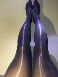 Sexy Men 8D 912PIN Shiny See Through U Convex Pouch Stockings Open Close Sleeve Tight Sheer Glossy Pantyhose Tights Plus Size