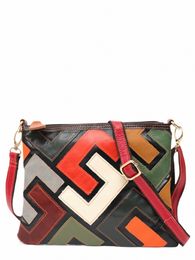 sc Luxury Colourful Leather Patchwork Handbags Women Vintage Casual Design Shoulder Purse Cross body Bag Wristlet Square Clutches 57Lc#