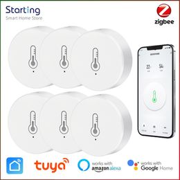 Zigbee 3.0 Smart Temperature And Humidity Sensor Samrt Life APP Remote Monitor Smart Home Hygrometer With Alexa Google Assistant