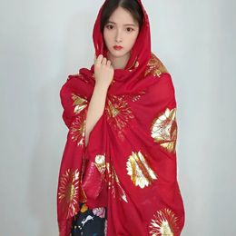 180*130Cm Large Red Scarf Flowers Pattern Female Vintage Gilding Spring Summer Thin Sunscreen Scarf Hijabs Shawls 240320