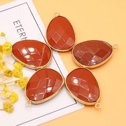 Charms Natural Semi-precious Stone Red Pendant Oval Crystal Quartz For Jewellery Making DIY Necklace Bracelet Accessories