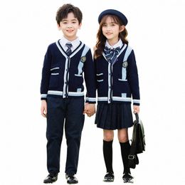 elementary school clothes set, kindergarten uniform, Spring & Autumn school uniform,British style shirt set student clothes C5L6#