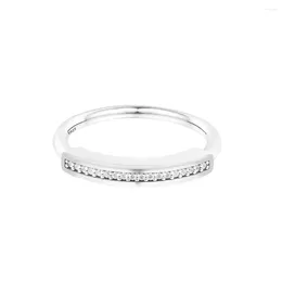 Cluster Rings Authentic 925 Sterling Silver Signature I-D Pave For Women Femme Elegant Finger Ring Original Jewellery Wholesale