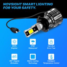 NOVSIGHT H7 LED Canbus Headlight Bulbs H4 H11 H8 H9 9005 HB3 9006 HB4 H1 9012 Car Lamp 72W 15000LM Bright 6500K White Led Lights