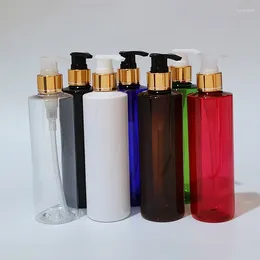 Storage Bottles 20pcs 250ml Empty Plastic Bottle With Gold Silver Aluminum Pump Shampoo Dispenser Container Liquid Soap Cosmetic Packaging