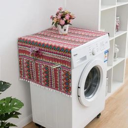 Table Cloth Red Bohemian Linen Cotton Tablecloth Refrigerator Cover Dust Washing Machine Towel